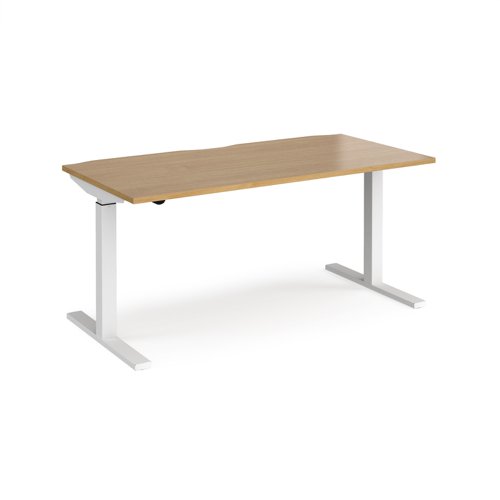 Elev8 Mono straight sit-stand desk 1600mm x 800mm - white frame, oak top