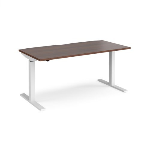 Elev8 Mono straight sit-stand desk 1600mm x 800mm - white frame, walnut top