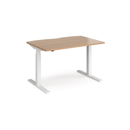 Elev8 Touch straight sit-stand desk 1200mm x 800mm - white frame, beech top