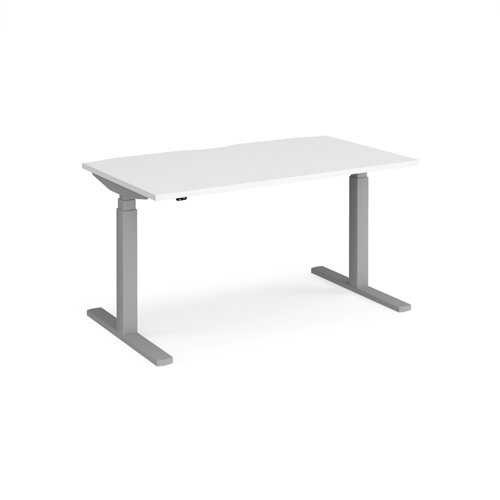Elev8 Touch straight sit-stand desk 1400mm x 800mm - silver frame, white top