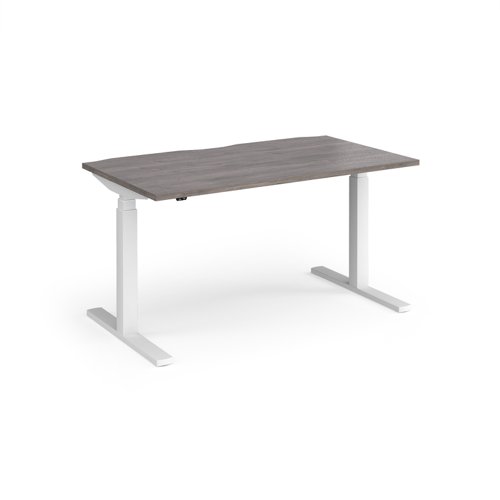 Elev8 Touch straight sit-stand desk 1400mm x 800mm - white frame, grey oak top