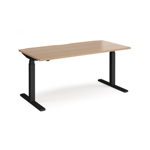 Elev8 Touch straight sit-stand desk 1600mm x 800mm - black frame, beech top