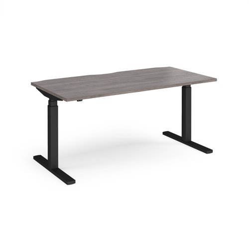 Elev8 Touch straight sit-stand desk 1600mm x 800mm - black frame, grey oak top