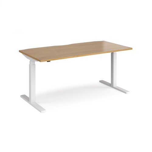 Elev8 Touch straight sit-stand desk 1600mm x 800mm - white frame, oak top EVT-1600-WH-O Buy online at Office 5Star or contact us Tel 01594 810081 for assistance