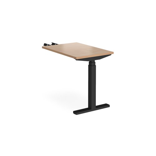 Elev8 Touch sit-stand return desk 600mm x 800mm - black frame, beech top