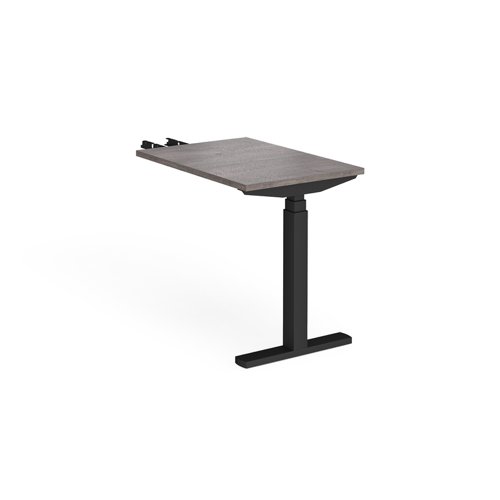 Elev8 Touch sit-stand return desk 600mm x 800mm - black frame, grey oak top EVT-RET-K-GO Buy online at Office 5Star or contact us Tel 01594 810081 for assistance