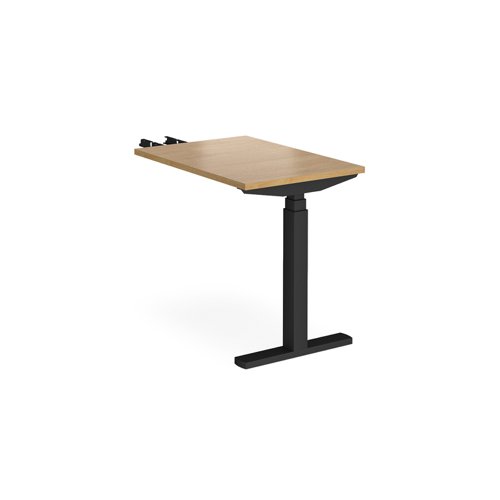 Elev8 Touch sit-stand return desk 600mm x 800mm - black frame, oak top EVT-RET-K-O Buy online at Office 5Star or contact us Tel 01594 810081 for assistance