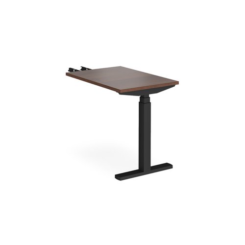Elev8 Touch sit-stand return desk 600mm x 800mm - black frame and walnut top