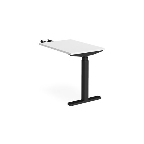 Elev8 Touch sit-stand return desk 600mm x 800mm - black frame, white top | EVT-RET-K-WH | Dams International