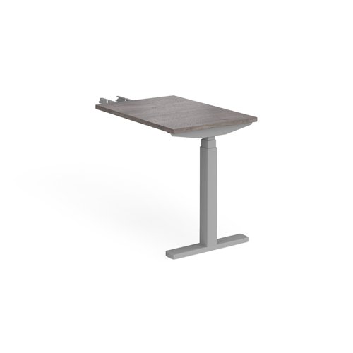 Elev8 Touch sit-stand return desk 600mm x 800mm - silver frame, grey oak top  EVT-RET-S-GO