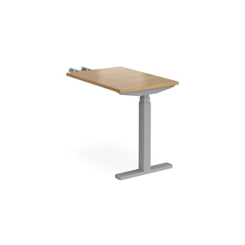 Elev8 Touch sit-stand return desk 600mm x 800mm - silver frame, oak top | EVT-RET-S-O | Dams International