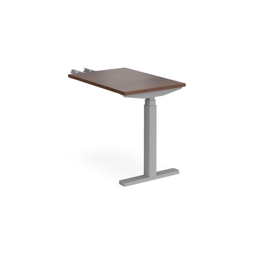 Elev8 Touch sit-stand return desk 600mm x 800mm - silver frame, walnut top EVT-RET-S-W Buy online at Office 5Star or contact us Tel 01594 810081 for assistance