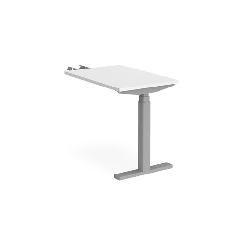 Elev8 Touch sit-stand return desk 600mm x 800mm - silver frame, white top