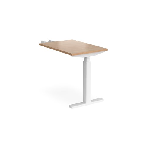 Elev8 Touch sit-stand return desk 600mm x 800mm - white frame, beech top