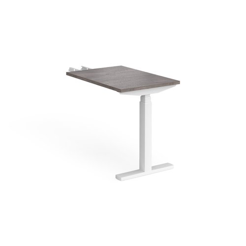 Elev8 Touch sit-stand return desk 600mm x 800mm - white frame, grey oak top EVT-RET-WH-GO Buy online at Office 5Star or contact us Tel 01594 810081 for assistance