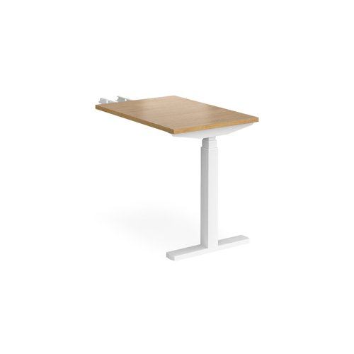 Elev8 Touch sit-stand return desk 600mm x 800mm - white frame and oak top