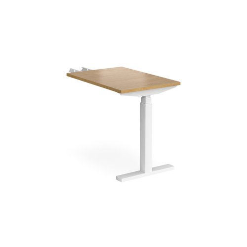 Elev8 Touch sit-stand return desk 600mm x 800mm - white frame, oak top EVT-RET-WH-O Buy online at Office 5Star or contact us Tel 01594 810081 for assistance