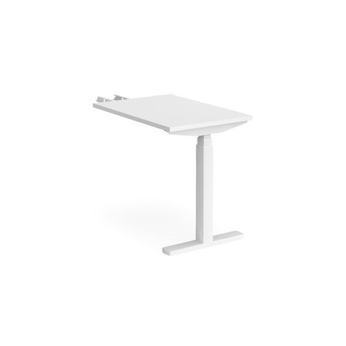 Elev8 Touch sit-stand return desk 600mm x 800mm - white frame, white top