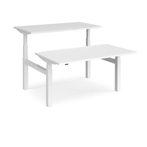 EVTB-1400-WH-WH Elev8 Touch sit-stand back-to-back desks 1400mm x 1650mm - white frame, white top