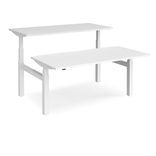 EVTB-1600-WH-WH Elev8 Touch sit-stand back-to-back desks 1600mm x 1650mm - white frame, white top
