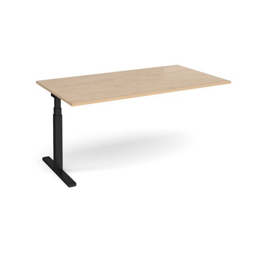 Elev8 Touch boardroom table add on unit 1800mm x 1000mm - black frame, kendal oak top