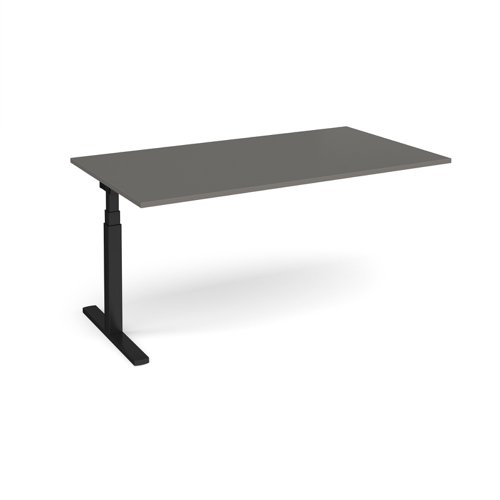 Elev8 Touch boardroom table add on unit 1800mm x 1000mm - black frame, onyx grey top