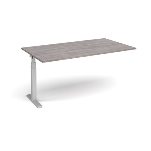 Elev8 Touch boardroom table add on unit 1800mm x 1000mm - silver frame, grey oak top | EVTBT18-AB-S-GO | Dams International