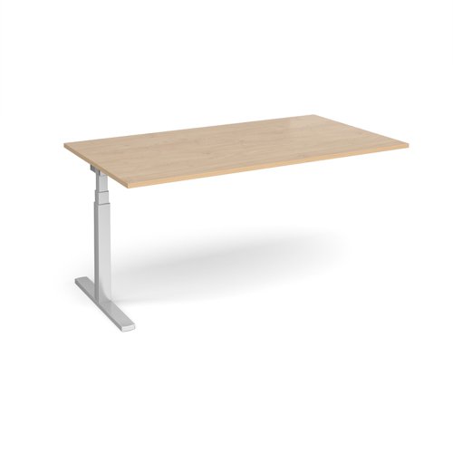 Elev8 Touch boardroom table add on unit 1800mm x 1000mm - silver frame, kendal oak top