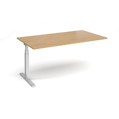Elev8 Touch boardroom table add on unit 1800mm x 1000mm - silver frame, oak top
