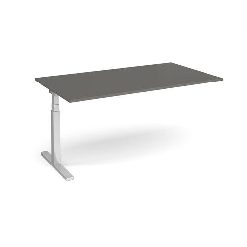 Elev8 Touch boardroom table add on unit 1800mm x 1000mm - silver frame, onyx grey top