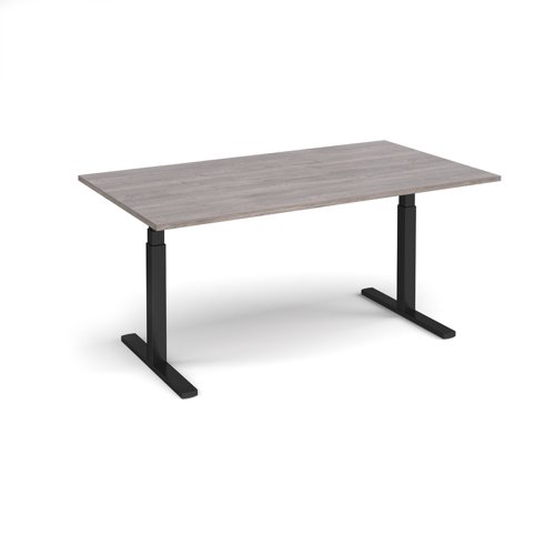 Elev8 Touch boardroom table 1800mm x 1000mm - black frame, grey oak top