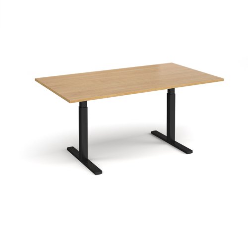 Elev8 Touch boardroom table 1800mm x 1000mm - black frame, oak top EVTBT18-K-O Buy online at Office 5Star or contact us Tel 01594 810081 for assistance