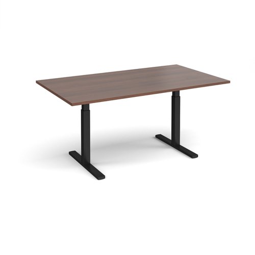 Elev8 Touch boardroom table 1800mm x 1000mm - black frame, walnut top | EVTBT18-K-W | Dams International