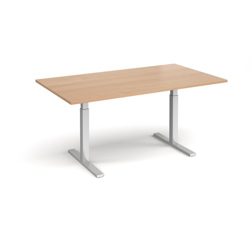 Elev8 Touch boardroom table 1800mm x 1000mm - silver frame, beech top