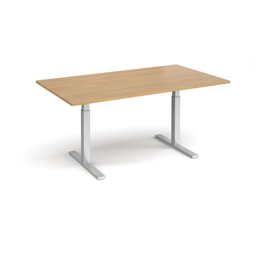 Elev8 Touch boardroom table 1800mm x 1000mm - silver frame, oak top Boardroom Tables EVTBT18-S-O