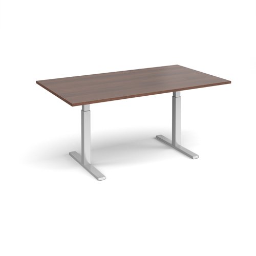 Elev8 Touch boardroom table 1800mm x 1000mm - silver frame, walnut top (Made-to-order 4 - 6 week lead time)