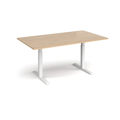 Elev8 Touch boardroom table 1800mm x 1000mm - white frame, Kendal oak top