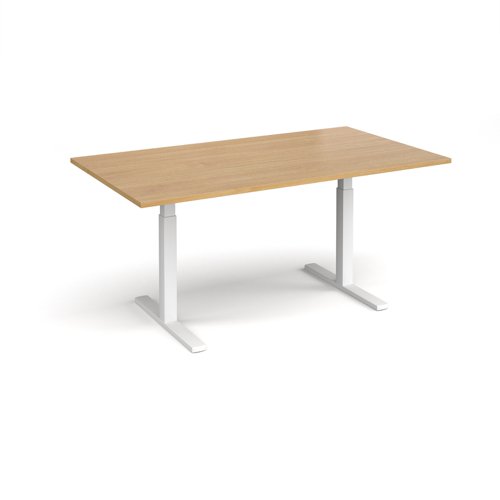 Elev8 Touch boardroom table 1800mm x 1000mm - white frame, oak top