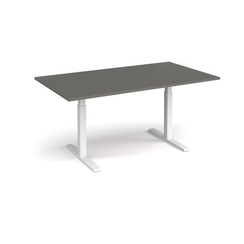 Elev8 Touch boardroom table 1800mm x 1000mm - white frame, onyx grey top