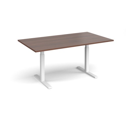 Elev8 Touch boardroom table 1800mm x 1000mm - white frame, walnut top | EVTBT18-WH-W | Dams International