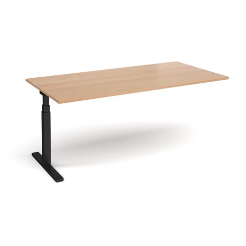 Elev8 Touch boardroom table add on unit 2000mm x 1000mm - black frame, beech top Boardroom Tables EVTBT20-AB-K-B