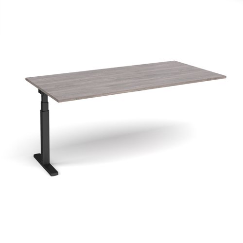 Elev8 Touch boardroom table add on unit 2000mm x 1000mm - black frame, grey oak top | EVTBT20-AB-K-GO | Dams International