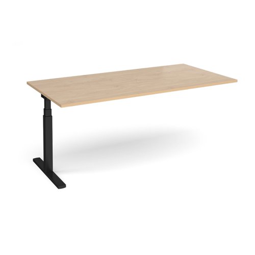 Elev8 Touch boardroom table add on unit 2000mm x 1000mm - black frame, kendal oak top
