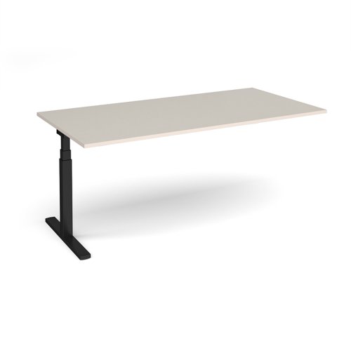 Elev8 Touch boardroom table add on unit 2000mm x 1000mm - black frame, light grey top