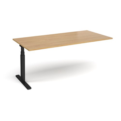 Elev8 Touch boardroom table add on unit 2000mm x 1000mm - black frame, oak top Boardroom Tables EVTBT20-AB-K-O