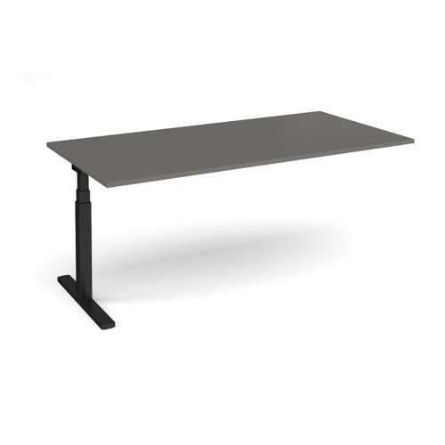 Elev8 Touch boardroom table add on unit 2000mm x 1000mm - black frame, onyx grey top