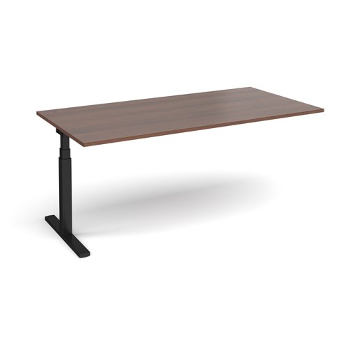 Elev8 Touch boardroom table add on unit 2000mm x 1000mm - black frame, walnut top (Made-to-order 4 - 6 week lead time)