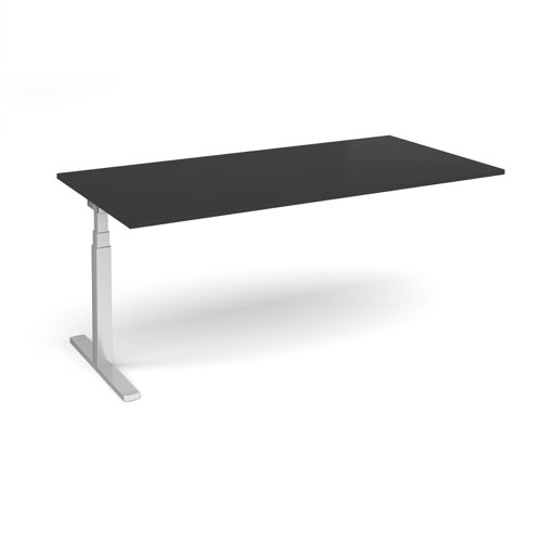 Elev8 Touch boardroom table add on unit 2000mm x 1000mm - silver frame, black top