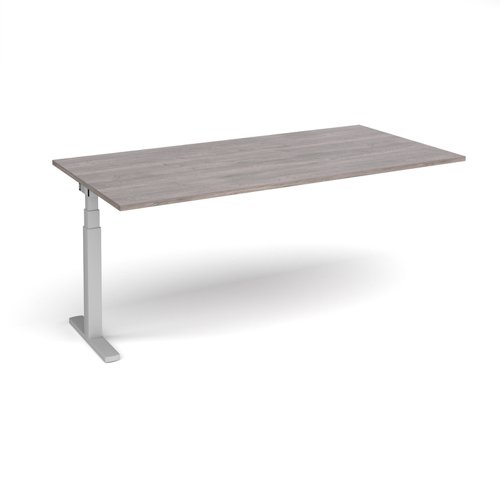 Elev8 Touch boardroom table add on unit 2000mm x 1000mm - silver frame, grey oak top Boardroom Tables EVTBT20-AB-S-GO