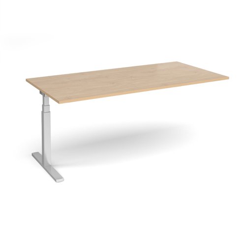 Elev8 Touch boardroom table add on unit 2000mm x 1000mm - silver frame, kendal oak top